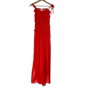 Fanco Wide Leg Smocked Jumpsuit Blood Orange